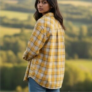Harper small Mustard and Gray Plaid Shirt